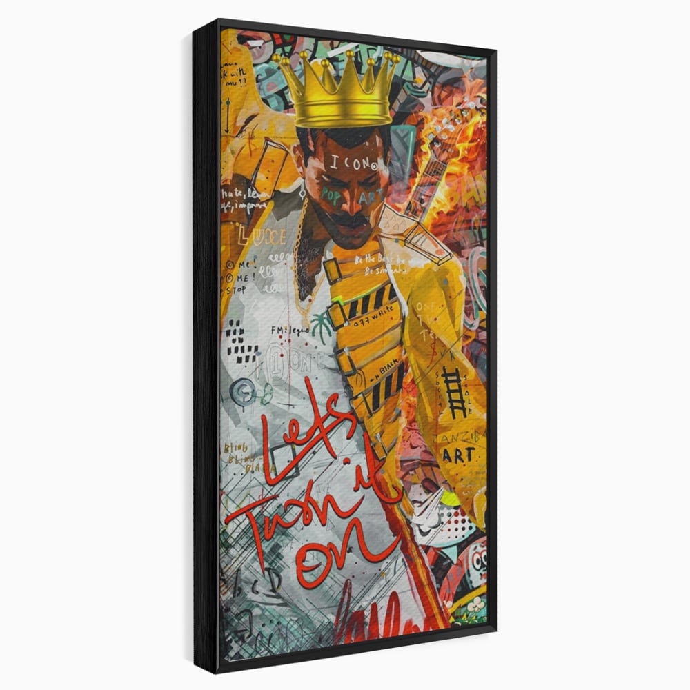 Tablou canvas cu tablou canvas cu freddie mercury stil grafitti, in rama de aluminiu negru